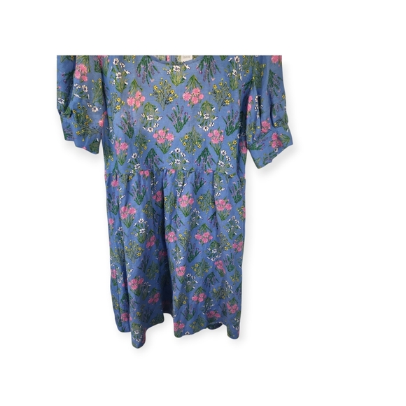 NWT LOFT Blue Wildflower Linen Blend Babydoll Dress Sz 6 - Picture 3 of 10